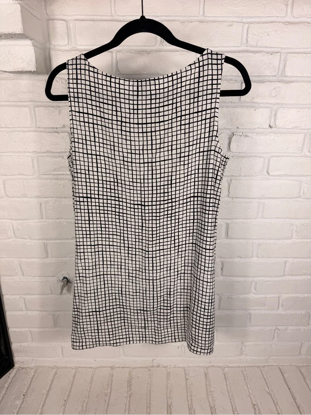 Eileen Fisher Silk Blend Windowpane Grid Sleeveless Tunic Top XS‎ - Picture 4 of 4